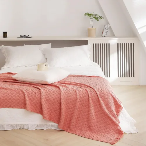 Vista 6 de Simple&Opulence Manta 100% algodón para sofá, cama, manta de punto gofre con borlas, suave, ligera, prelavada, transpirable, cómoda, decoración