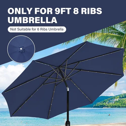 Vista 7 de YSSOA Toldo de repuesto para sombrilla de patio de 9 pies solo para 8 varillas, color azul oscuro