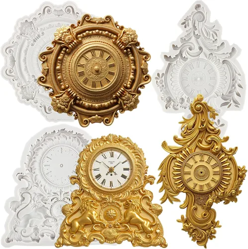 Vista 14 de Moldes de silicona estilo barroco con espirales, moldes de encaje, moldes de flores en relieve, molde de filigrana para decoración de pastel