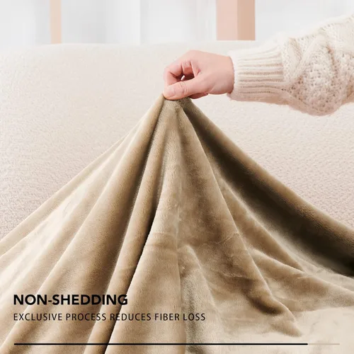 Vista 5 de Deconovo Mantas de forro polar tamaño King Manta de cama suave, ligera, acogedora, mullida, de microfibra de lujo, 90 x 108 pulgadas, marrón