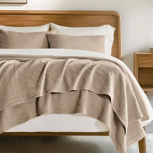 Vista 15 de EVERGRACEHOME juego de colcha de algodón tamaño Full Queen de 3 piezas, colcha acolchada con diseño acanalado ligero y suave, juego de ropa de cama