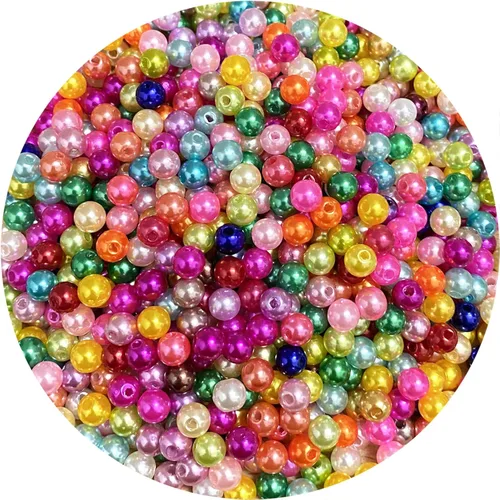 Vista 29 de 800 cuentas de perlas de 0.236 pulgadas (0.236 in) de satén redondas sueltas de plástico para hacer joyas, aretes, pulseras, collares, llaveros
