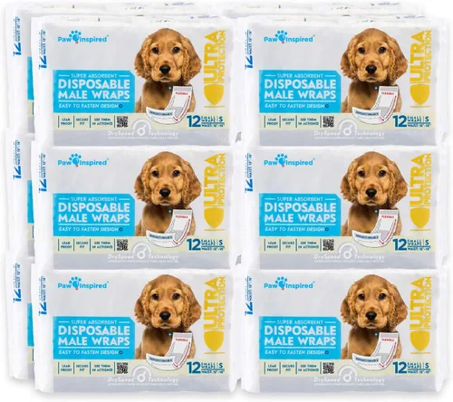 Vista 15 de Paw Inspired Bandas desechables para perros machos, banda para el vientre para perros Pañales desechables para perros Bandas para el vientre