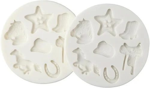 Vista 3 de 2 moldes de silicona con temática de vaquero occidental para decoración de velas, chocolate, decoración de postres
