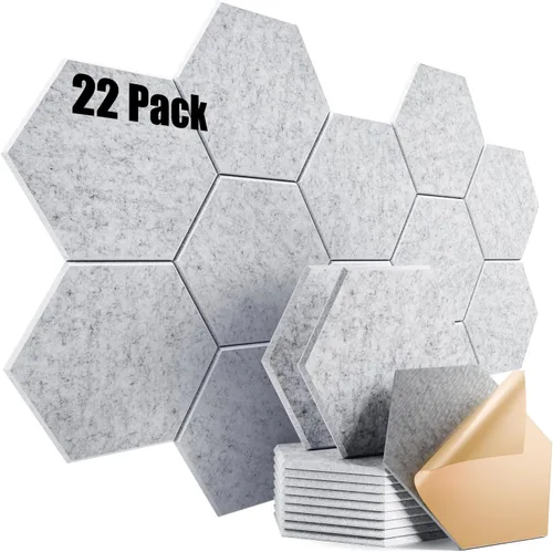 Vista 204 de Paquete de 12 paneles acústicos autoadhesivos de 12 x 10 x 0.4 pulgadas, paneles de espuma a prueba de sonido con alta densidad, elegante diseño