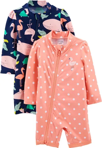 Simple Joys by Carter's - Traje de baño de una pieza con cremallera, para niñas (2 unidades)