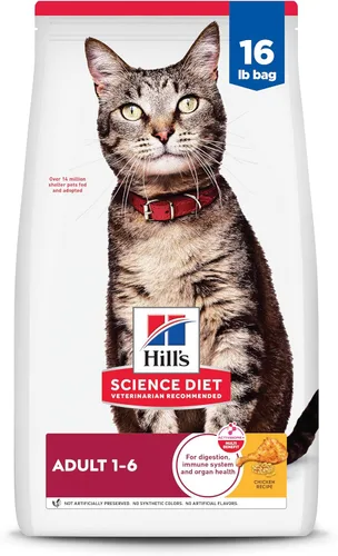 Vista 17 de Hill's Science Diet Alimento seco para gatos adultos de 1 a 6, pollo, bolsa de 4 libras