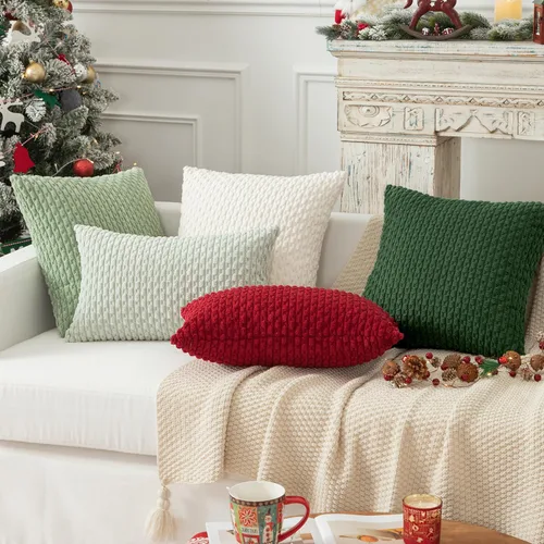 Vista 244 de Kevin Textile - Juego de 2 fundas de almohada decorativas de pana suave, estilo bohemio, a rayas, decoración del hogar para sofá, cama, sofá y sala
