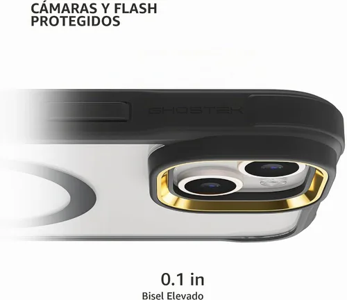 Vista 3 de Ghostek Covert Clear - Funda transparente para iPhone 15 Plus, silicona a prueba de golpes, compatible con accesorios Apple MagSafe, funda Negro