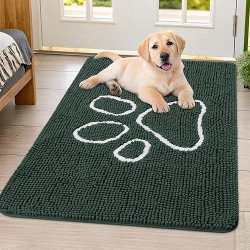 Vista 98 de Smiry Tapete para puerta de perro para patas fangosas, absorbente que atrapa la suciedad, antideslizante, de secado rápido, lavable, tapete