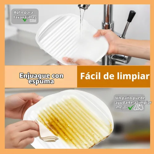 Vista 5 de Bandeja para microondas con tapa, cocinador de tocino para microondas, diseño eficiente de drenaje de aceite para tocino más saludable y crujiente