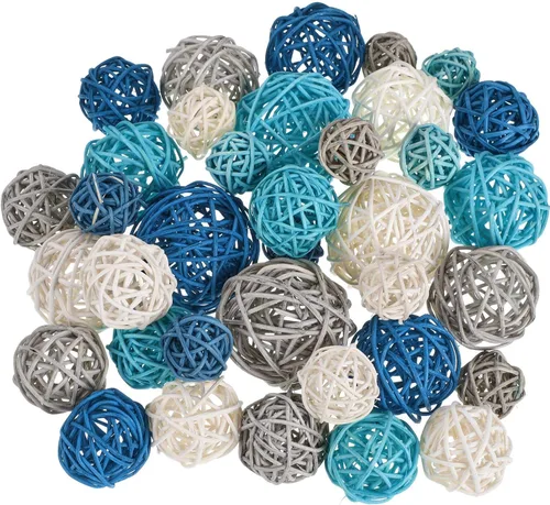 Vista 25 de Patelai 36 Piezas Bolas de Mimbre de Ratán Bolas Decorativas para Jarrón Centro de Mesa Cuencos Esferas de Relleno para Decoración del Hogar, 4 Boho