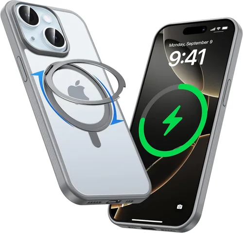 Vista 15 de MAGIC JOHN Soporte Magnético Invisible Giratório de 360° para iPhone 14/iPhone 13 [Antideslizante] [Compatible con MagSafe] Funda con soporte de 16