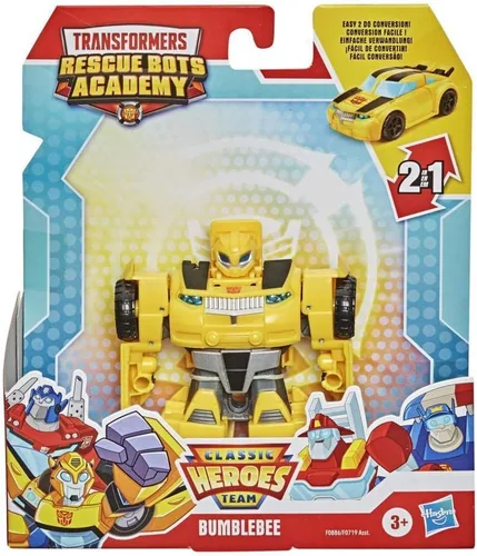 Vista 3 de Transformers Playskool Heroes Rescue Bots Academy Classic Heroes Team Bumblebee - Juguete de conversión de abejorros, figura de acción de 4.5