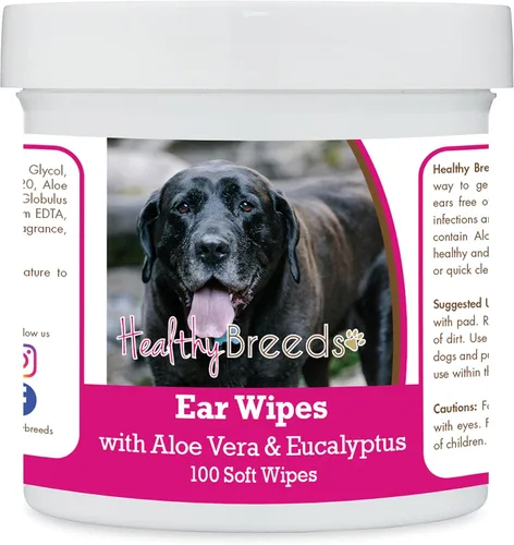 Vista 123 de Healthy Breeds Shih Tzu Toallitas de limpieza de oídos con aloe y eucalipto para perros, 100