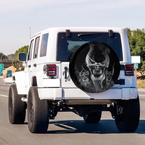 Vista 3 de Foruidea Smoke Skull - Cubierta de neumático de repuesto para remolque, RV, SUV y muchos vehículos, 18 pulgadas