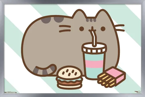 Vista 11 de Trends International Pusheen - Póster de pared de alimentos, 14.725 x 22.375 pulgadas, versión enmarcada de madera de granero Versión enmarcada