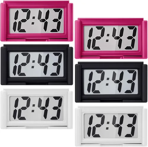 Vista 16 de Frienda 3 piezas Mini reloj digital pequeño reloj digital Stick en soporte autoadhesivo a batería para tablero de instrumentos de coche refrigerador