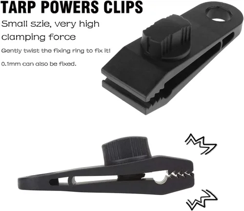 Vista 3 de HengLiSam Clips de lona, agarre de bloqueo resistente, abrazaderas que soportan 60 mph viento fuerte apto para toldos, campamento al aire libre
