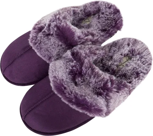 Vista 5 de Jessica Simpson - Pantuflas cómodas de piel sintética para mujer con suela antideslizante y espuma viscoelástica