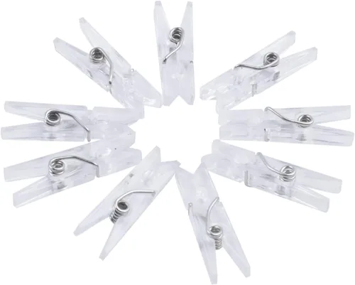 Vista 5 de Mini clavijas de plástico transparente, 200 piezas multifuncionales de plástico transparente para papel fotográfico, clips para manualidades, clips