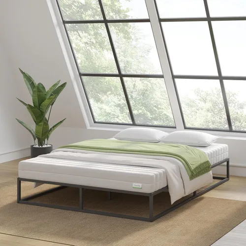 Vista 2 de Novilla Marco de Cama Tamaño King Marco de Cama King y Cabecero, Marcos de Cama King con Cabecero y Soporte de Listones de Madera, No Se Necesita