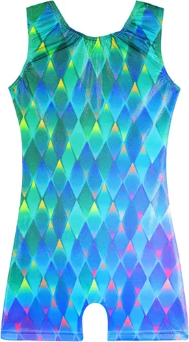 HOZIY - Leotardos de gimnasia para niñas, con estampado de unicornio, aurora, arco iris, sirena, dinosaurio, magdalenas, con pantalón ciclista con