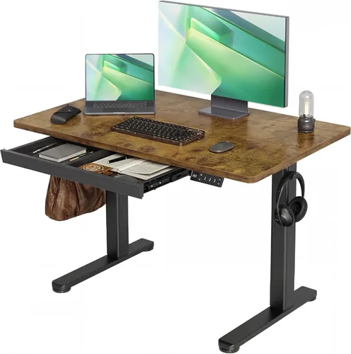 Vista 11 de Claiks Escritorio de pie con cajones, escritorio eléctrico de pie con altura ajustable, estación de trabajo para computadora de escritorio, 40 Negro