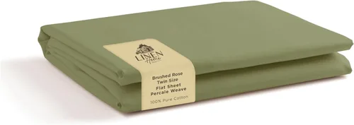 Vista 34 de Sábanas de 100% algodón percal, tamaño individual, 1 sábana encimera, ropa de cama fresca, resistente y transpirable, celeste