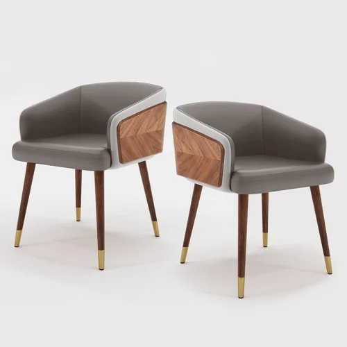 Vista 9 de ARTPLAN Silla de comedor moderna de piel sintética con patas de metal