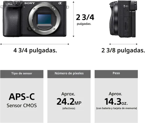 Vista 3 de Sony Alpha a6400 - Cámara digital sin espejo compacta con lente intercambiable APS-C, enfoque automático en tiempo real del ojo, video 4K, pantalla