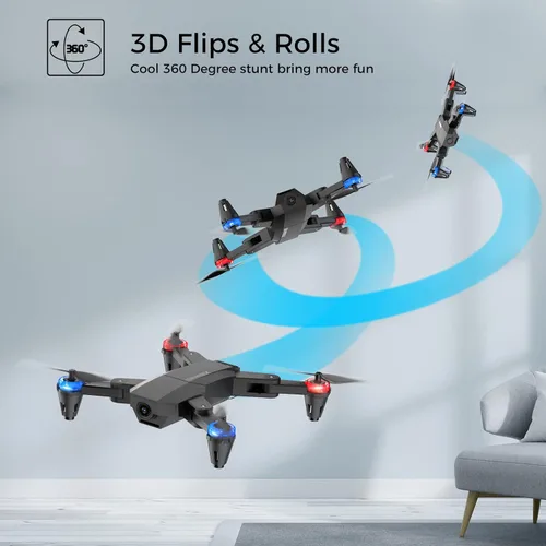 Vista 6 de X500 Mini Drone de posicionamiento de flujo óptico RC Quadcopter con cámara HD 720P, modo de retención de altitud, drones FPV plegables WiFi, video