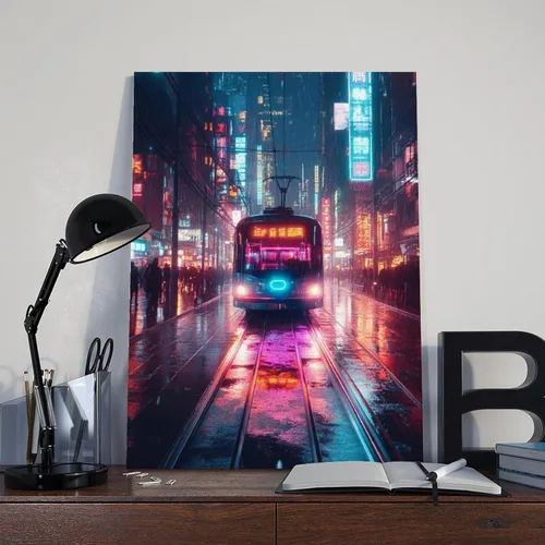 Vista 8 de Futuristic Retro Neon Cyberpunk Wall Art – Vibrant Synthwave Print – Modern Urban Decor Canvas Poster Wall Art Decor Print Picture Paintings for