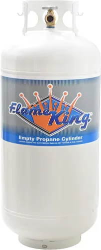 Vista 2 de Flame King Tanque de propano de acero de 40 libras + indicador de nivel de medidor de tanque de propano