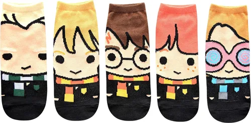 Harry Potter Lindos calcetines de tobillo Chibi Character Art JuniorsMujeres paquete de 5 calcetines