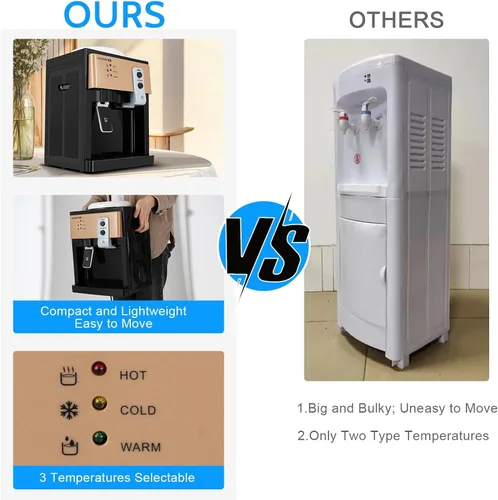 Vista 5 de Top Loading Water Cooler Dispenser,Hot and Cold Water Dispenser w/3 Temperature Settings,Water Dispenser Countertop for 1.2 to 5 Gallon Bottles