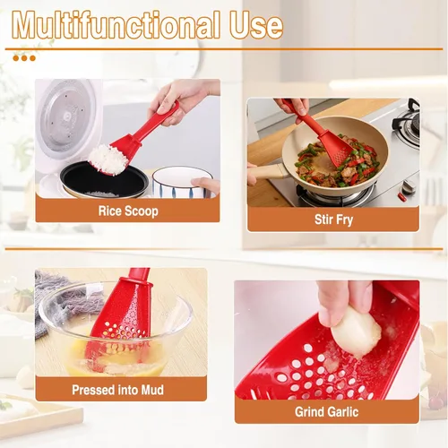 Vista 2 de Juego de cuchara de cocina multifuncional 6 en 1, nuevos utensilios de cocina resistentes al calor, cuchara ranurada, herramienta de cuchara pequeña