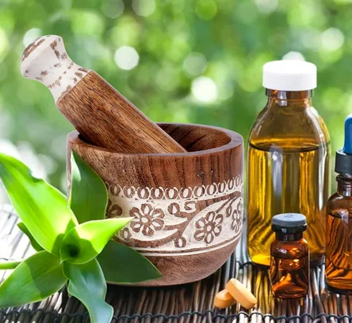 Vista 7 de Mortero de madera tallado a mano y molinillopicador para hierbas, prensa de ajo, molinillo de café, triturador de especias de hierbas, trituradora