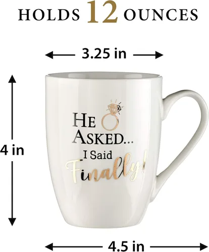 Vista 2 de Lillian Rose Preguntado, I Said Finally Taza de café, 4", crema, CM100 HA
