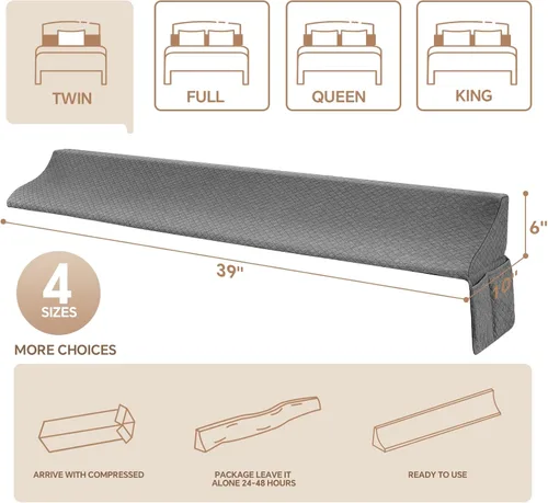 Vista 4 de EUHAMS Almohada de Cuña para Cama Tamaño Twin para Cabecero Relleno de Hueco de Cama/Relleno de Hueco de Colchón (0-7") - Almohada de Cuña