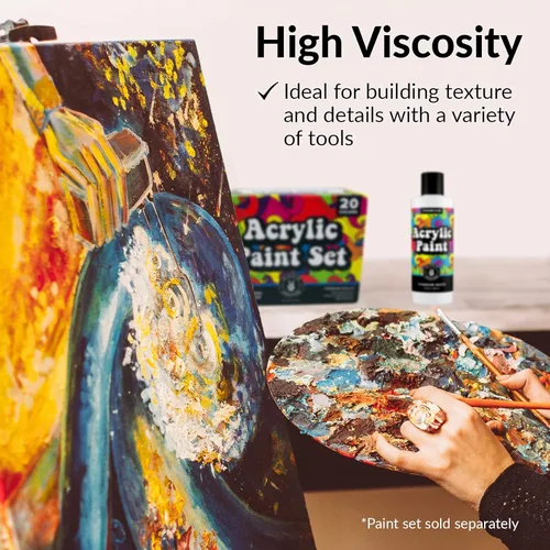 Vista 5 de Pintura acrílica blanca, blanco titanio premium, botella de 8 onzas (8.0 fl oz), para lienzo y pintura al aire libre