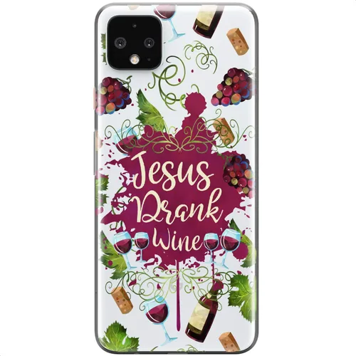 Mertak Funda transparente compatible con Google Pixel 8 7a 7 Pro 6a 6 Pro 5a 5 4a 4 3a XL Jesus Drank Wine Silicona Delgada Divertida Religiosa