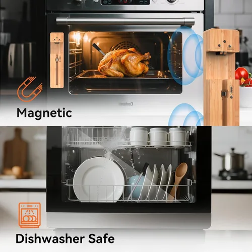 Vista 5 de Newise Termómetro de Carne Inalámbrico Bluetooth con Aplicación Inteligente, Largo Alcance y Carga Rápida, Termómetro Digital de Alimentos