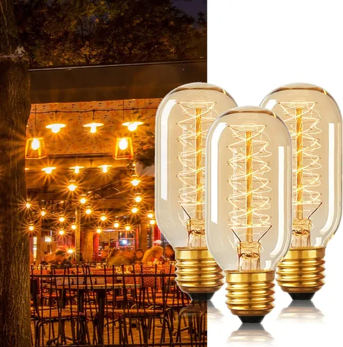 Vista 7 de Bombillas Edison incandescentes T45 retro de 40 W, 6 paquetes, 110-130 V, base E26 regulable, bombilla Edison 6 paquetes, 2200 K ámbar amarillo