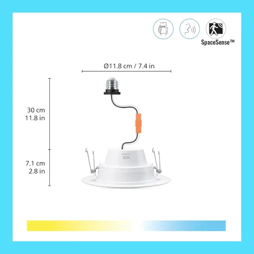 Vista 2 de WiZ Connected Retrofit Downlight - Lámpara LED empotrable de 6 pulgadas, luz empotrable activada por movimiento, 750 lúmenes, se conecta a tu Wi-Fi