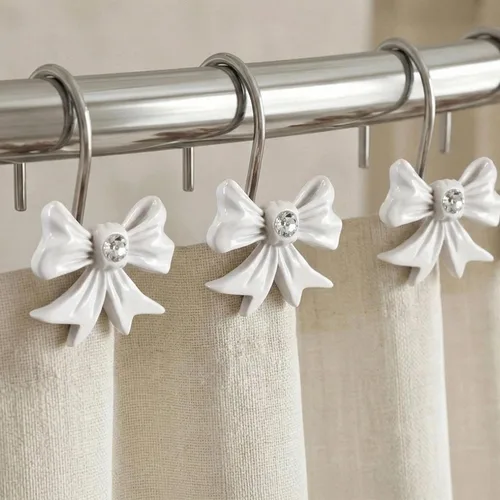 Vista 9 de Ganchos Decorativos Negros para Cortina de Ducha: Lindos Anillos para Cortina de Ducha de Acero Inoxidable Resistente al Óxido en Forma de Nudo