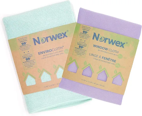 Norwex Paquete básico – Microfibra – Paño de limpieza de ventanas de vidrio y paño de limpieza para el hogar Enviro Los colores pueden variar