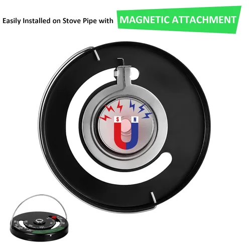 Vista 4 de Xiwei Termómetros magnéticos para estufa, termómetro de monitoreo de acero inoxidable, termómetros magnéticos para chimenea, temperatura del horno