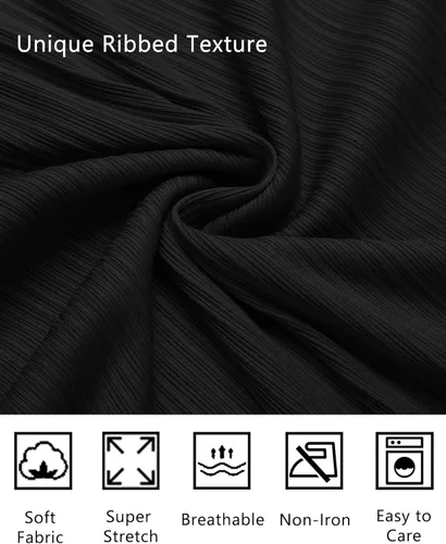 Vista 5 de COOFANDY Camisas de vestir de ajuste atlético para hombre, camisas de punto acanalado con textura y botones