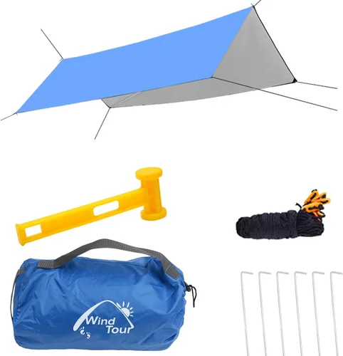 Wind Tour Tienda de campaña multifuncional portátil, huella, toldo de viaje, mosca de lluvia, refugio impermeable, lona de campamento al aire libre